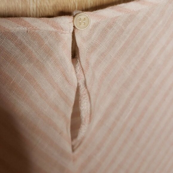 Vince Camuto Womens Linen Pink White Striped Short Sleeve Top Large - Picture 5 of 7